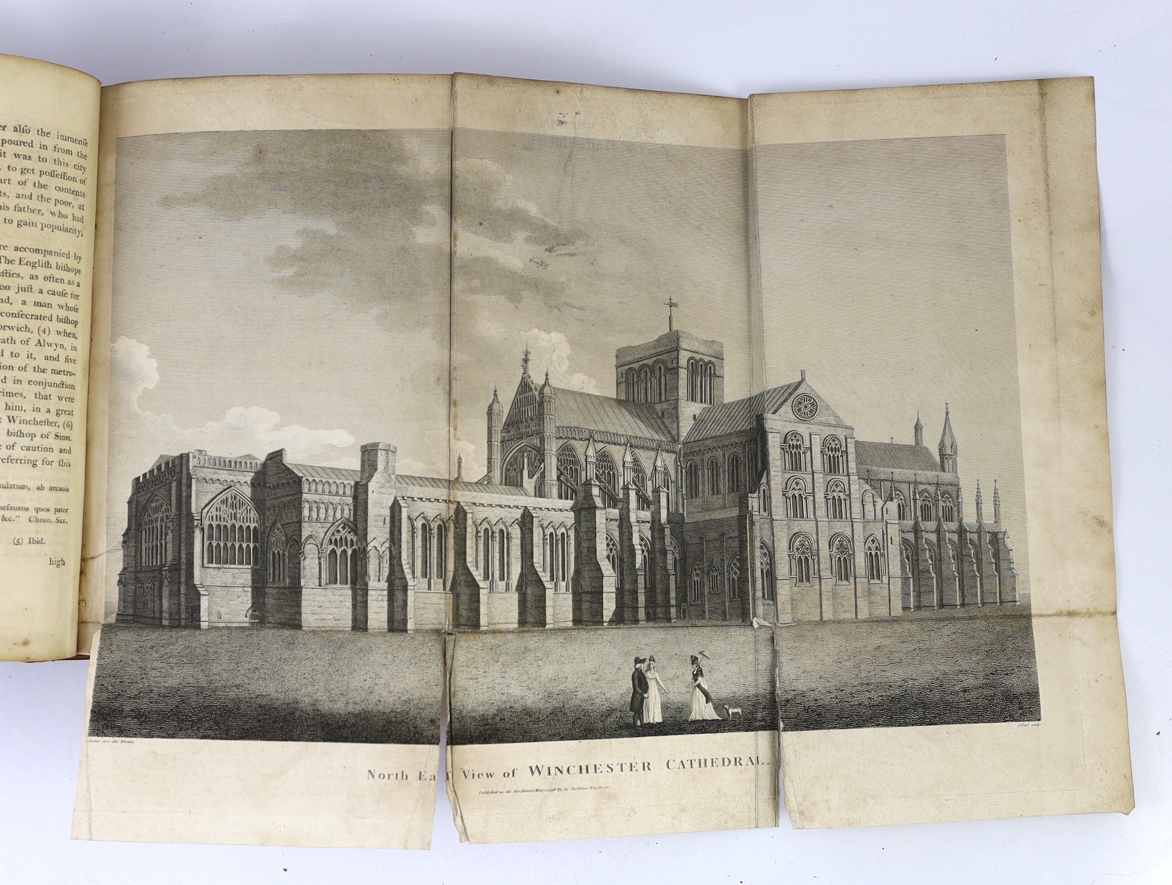 HAMPSHIRE: Milner, Rev. John - The History Civil and Ecclesiastical, & Survey of the Antiquities of Winchester ... 2 vols (in one). pictorial engraved 10 plates (some folded, incl. the City Plan)